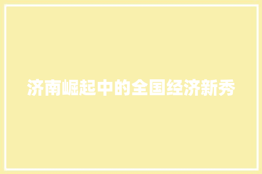 济南崛起中的全国经济新秀 济南崛起中的全国经济新秀