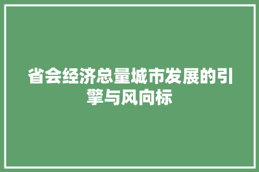 省会经济总量城市发展的引擎与风向标 省会经济总量城市发展的引擎与风向标
