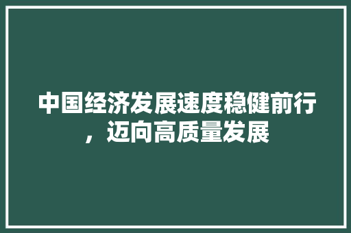中国经济发展速度稳健前行,迈向高质量发展 中国经济发展速度稳健前行,迈向高质量发展