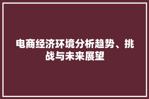 电商经济环境分析趋势、挑战与未来展望 电商经济环境分析趋势、挑战与未来展望