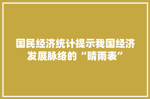 国民经济统计提示我国经济发展脉络的“晴雨表” 国民经济统计提示我国经济发展脉络的“晴雨表”