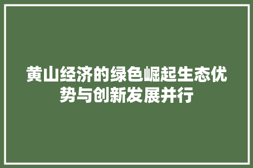 黄山经济的绿色崛起生态优势与创新发展并行 黄山经济的绿色崛起生态优势与创新发展并行