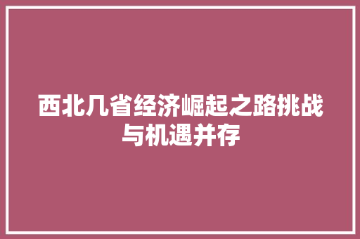 西北几省经济崛起之路挑战与机遇并存 西北几省经济崛起之路挑战与机遇并存