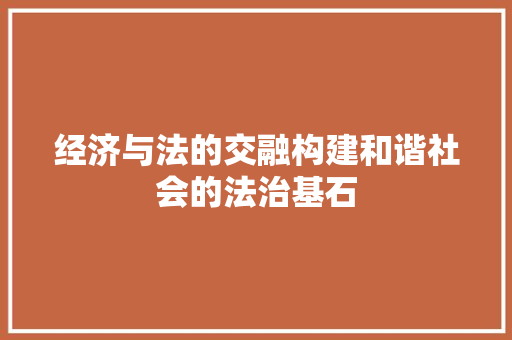 经济与法的交融构建和谐社会的法治基石