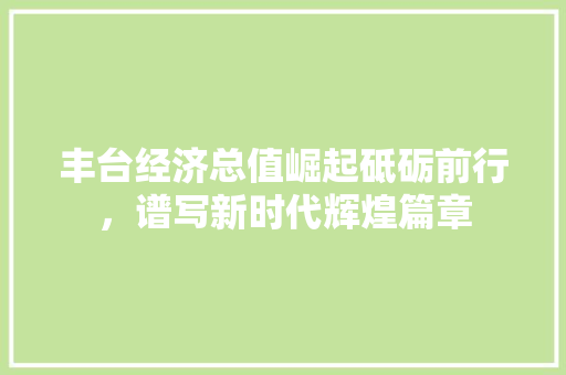 丰台经济总值崛起砥砺前行,谱写新时代辉煌篇章 丰台经济总值崛起砥砺前行,谱写新时代辉煌篇章