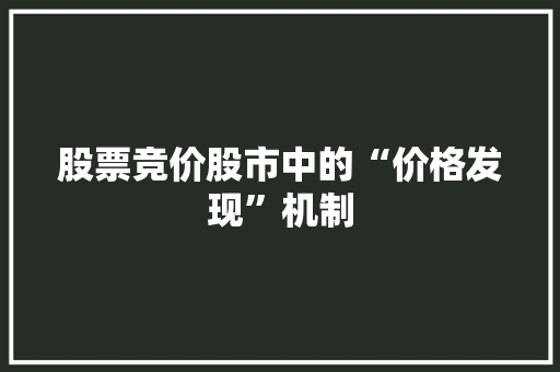 股票竞价股市中的“价格发现”机制 股票竞价股市中的“价格发现”机制