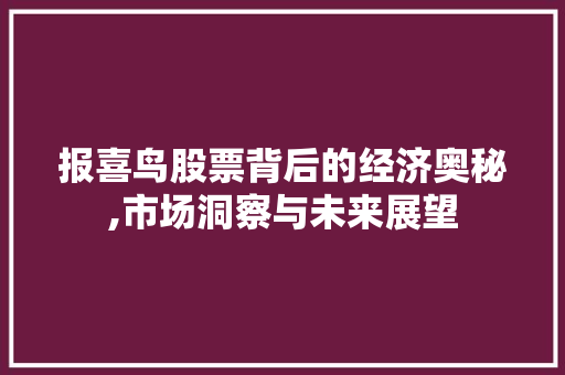 报喜鸟股票背后的经济奥秘,市场洞察与未来展望 报喜鸟股票背后的经济奥秘,市场洞察与未来展望