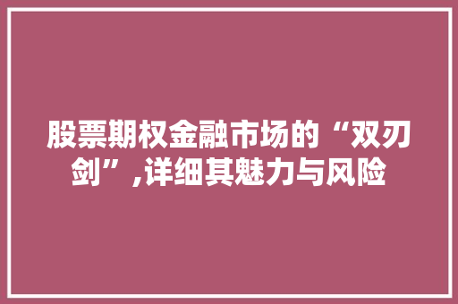 股票期权金融市场的“双刃剑”,详细其魅力与风险