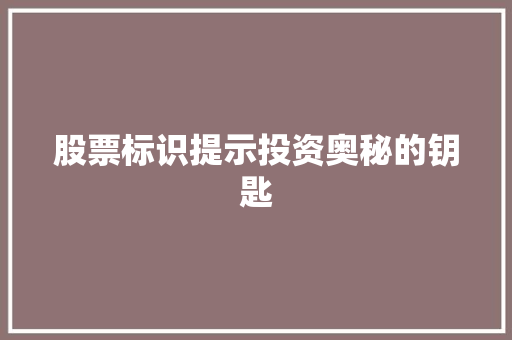 股票标识提示投资奥秘的钥匙