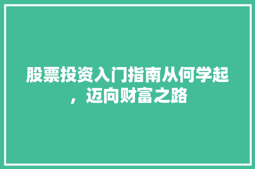 股票投资入门指南从何学起,迈向财富之路 股票投资入门指南从何学起,迈向财富之路