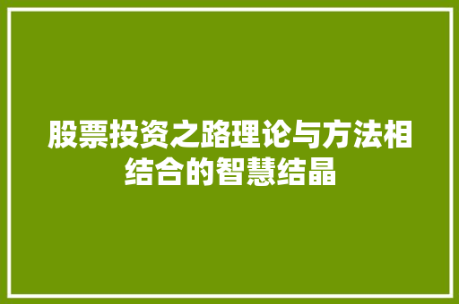 股票投资之路理论与方法相结合的智慧结晶 股票投资之路理论与方法相结合的智慧结晶