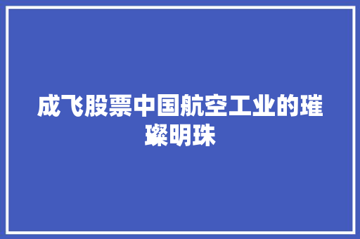 成飞股票中国航空工业的璀璨明珠 成飞股票中国航空工业的璀璨明珠