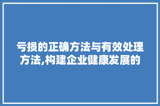 亏损的正确方法与有效处理方法,构建企业健康发展的基石 亏损的正确方法与有效处理方法,构建企业健康发展的基石