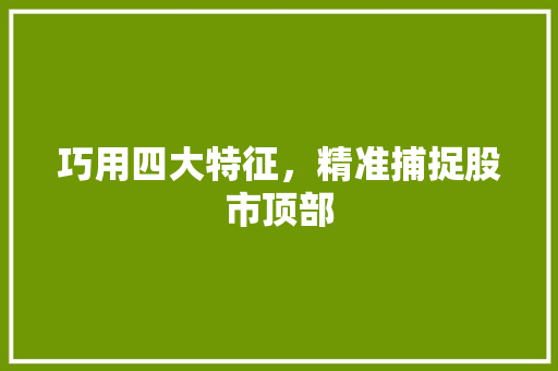 巧用四大特征,精准捕捉股市顶部 巧用四大特征,精准捕捉股市顶部