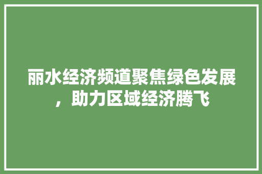 丽水经济频道聚焦绿色发展,助力区域经济腾飞 丽水经济频道聚焦绿色发展,助力区域经济腾飞