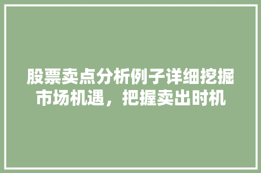 股票卖点分析例子详细挖掘市场机遇,把握卖出时机 股票卖点分析例子详细挖掘市场机遇,把握卖出时机