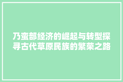 乃蛮部经济的崛起与转型探寻古代草原民族的繁荣之路 乃蛮部经济的崛起与转型探寻古代草原民族的繁荣之路