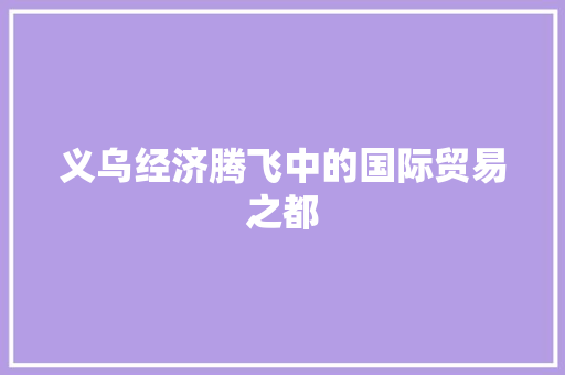 义乌经济腾飞中的国际贸易之都 义乌经济腾飞中的国际贸易之都