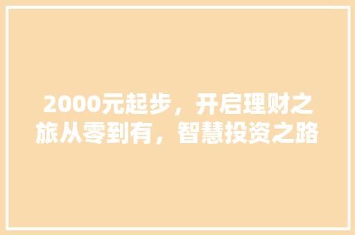 2000元起步,开启理财之旅从零到有,智慧投资之路 2000元起步,开启理财之旅从零到有,智慧投资之路