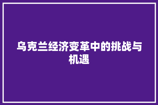 乌克兰经济变革中的挑战与机遇 乌克兰经济变革中的挑战与机遇