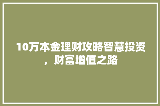 10万本金理财攻略智慧投资，财富增值之路