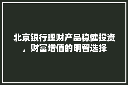 北京银行理财产品稳健投资,财富增值的明智选择 北京银行理财产品稳健投资,财富增值的明智选择