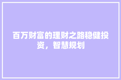 百万财富的理财之路稳健投资,智慧规划 百万财富的理财之路稳健投资,智慧规划