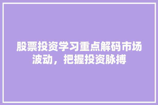 股票投资学习重点解码市场波动,把握投资脉搏 股票投资学习重点解码市场波动,把握投资脉搏