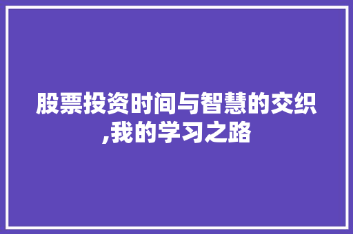 股票投资时间与智慧的交织,我的学习之路 股票投资时间与智慧的交织,我的学习之路