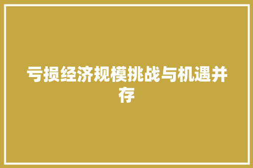 亏损经济规模挑战与机遇并存 亏损经济规模挑战与机遇并存