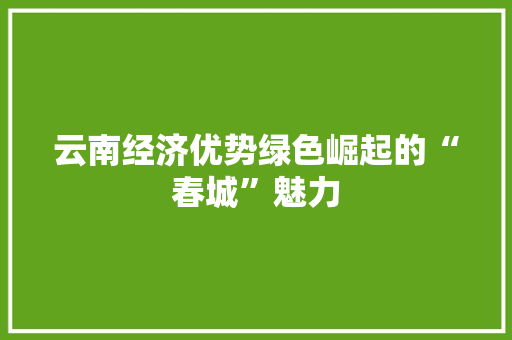 云南经济优势绿色崛起的“春城”魅力
