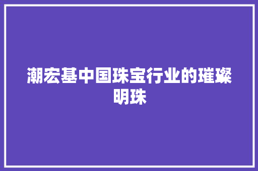 潮宏基中国珠宝行业的璀璨明珠