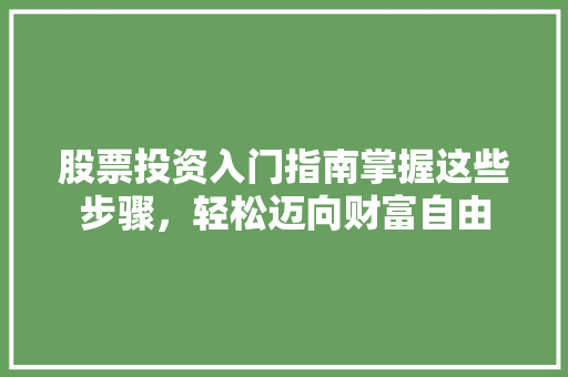 股票投资入门指南掌握这些步骤,轻松迈向财富自由 股票投资入门指南掌握这些步骤,轻松迈向财富自由