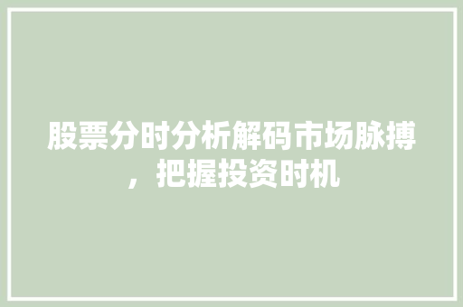 股票分时分析解码市场脉搏,把握投资时机 股票分时分析解码市场脉搏,把握投资时机
