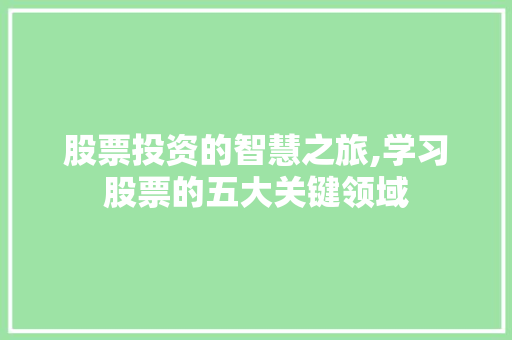 股票投资的智慧之旅,学习股票的五大关键领域