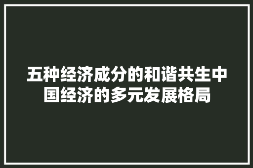 五种经济成分的和谐共生中国经济的多元发展格局 五种经济成分的和谐共生中国经济的多元发展格局