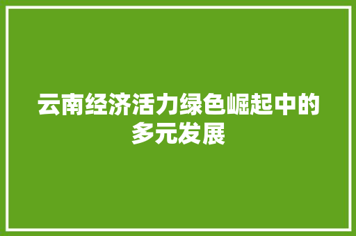 云南经济活力绿色崛起中的多元发展 云南经济活力绿色崛起中的多元发展
