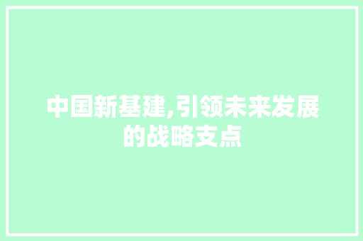 中国新基建,引领未来发展的战略支点 中国新基建,引领未来发展的战略支点