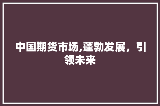 中国期货市场,蓬勃发展,引领未来 中国期货市场,蓬勃发展,引领未来