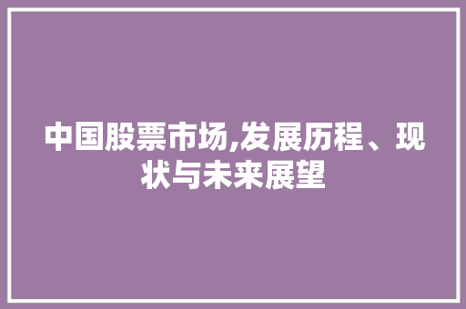 中国股票市场,发展历程、现状与未来展望 中国股票市场,发展历程、现状与未来展望