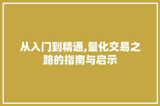 从入门到精通,量化交易之路的指南与启示 从入门到精通,量化交易之路的指南与启示