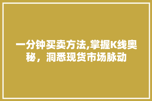 一分钟买卖方法,掌握K线奥秘,洞悉现货市场脉动 一分钟买卖方法,掌握K线奥秘,洞悉现货市场脉动