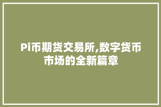 Pi币期货交易所,数字货币市场的全新篇章 Pi币期货交易所,数字货币市场的全新篇章