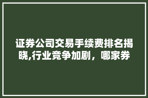 证券公司交易手续费排名揭晓,行业竞争加剧,哪家券商脱颖而出 证券公司交易手续费排名揭晓,行业竞争加剧,哪家券商脱颖而出