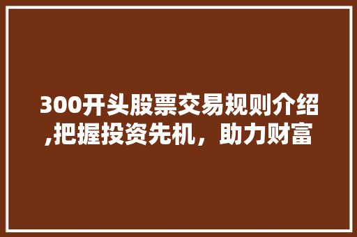 300开头股票交易规则介绍,把握投资先机,助力财富增值 300开头股票交易规则介绍,把握投资先机,助力财富增值