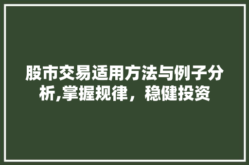 股市交易适用方法与例子分析,掌握规律,稳健投资 股市交易适用方法与例子分析,掌握规律,稳健投资