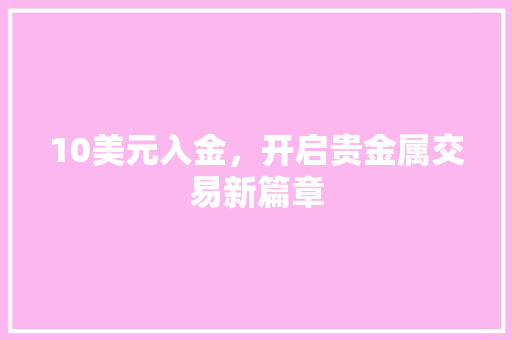 10美元入金,开启贵金属交易新篇章 10美元入金,开启贵金属交易新篇章