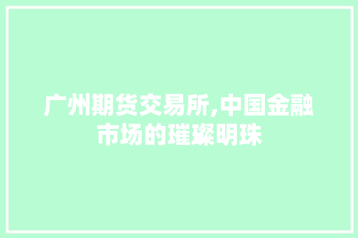 广州期货交易所,中国金融市场的璀璨明珠 广州期货交易所,中国金融市场的璀璨明珠
