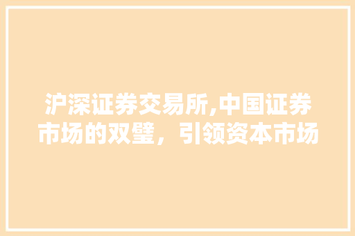 沪深证券交易所,中国证券市场的双璧,引领资本市场发展 沪深证券交易所,中国证券市场的双璧,引领资本市场发展