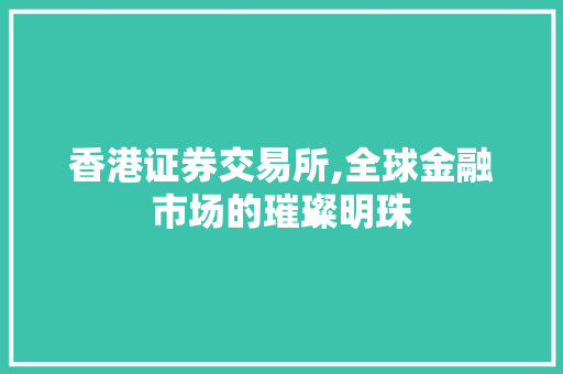 香港证券交易所,全球金融市场的璀璨明珠